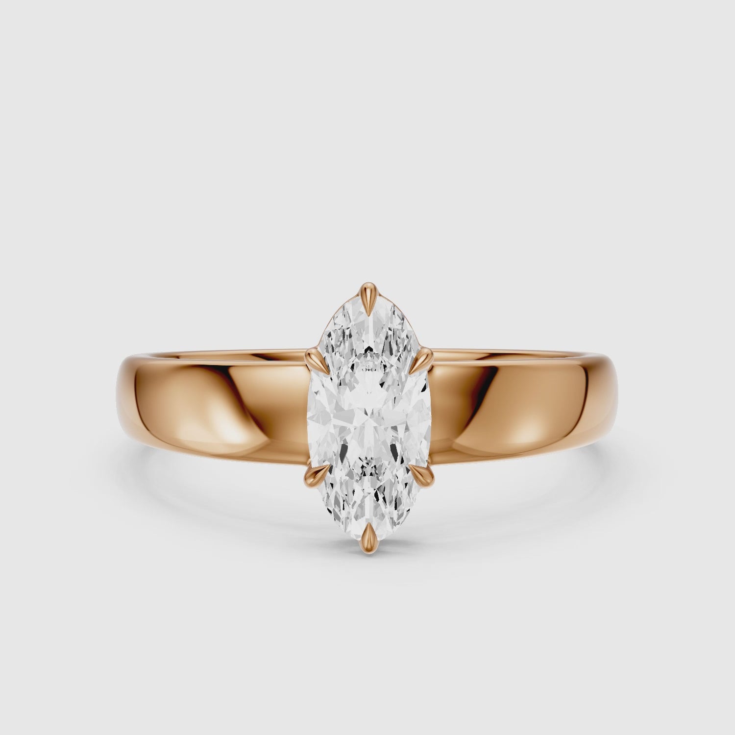 Load video: Cerys Moval Moissanite Diamond Solitaire Ring with Wide Band