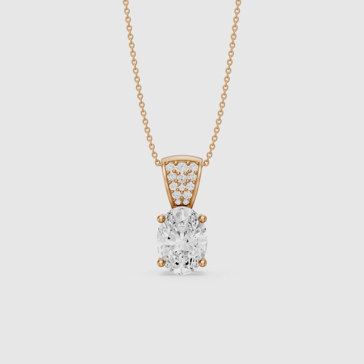 Load video: Sunny Oval Lab Grown Diamond Pendant with Pave Bail