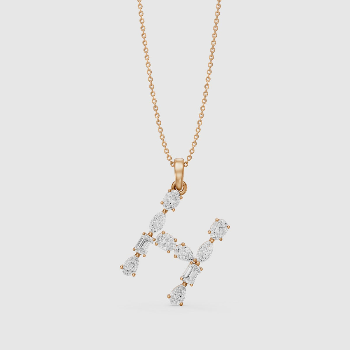 Load video: Hestia Multi Shape Lab Grown Diamond Initial H Pendant