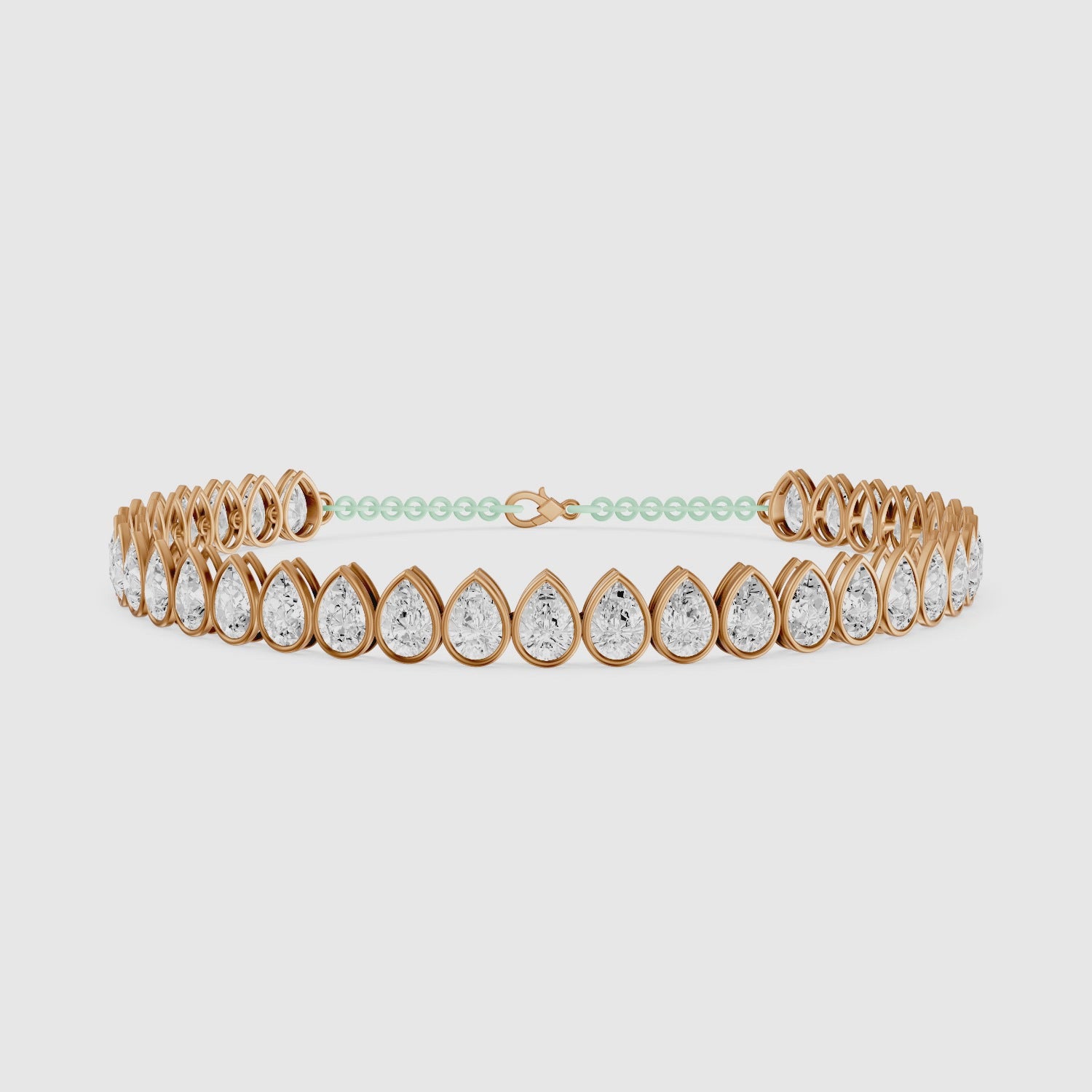 Load video: Jenielle Pear Lab Grown Diamond Bezel Tennis Bracelet