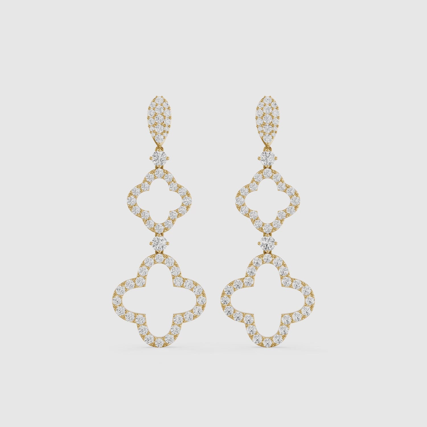 Load video: Dorothy Round Lab Grown Diamond Clover Drop Earrings