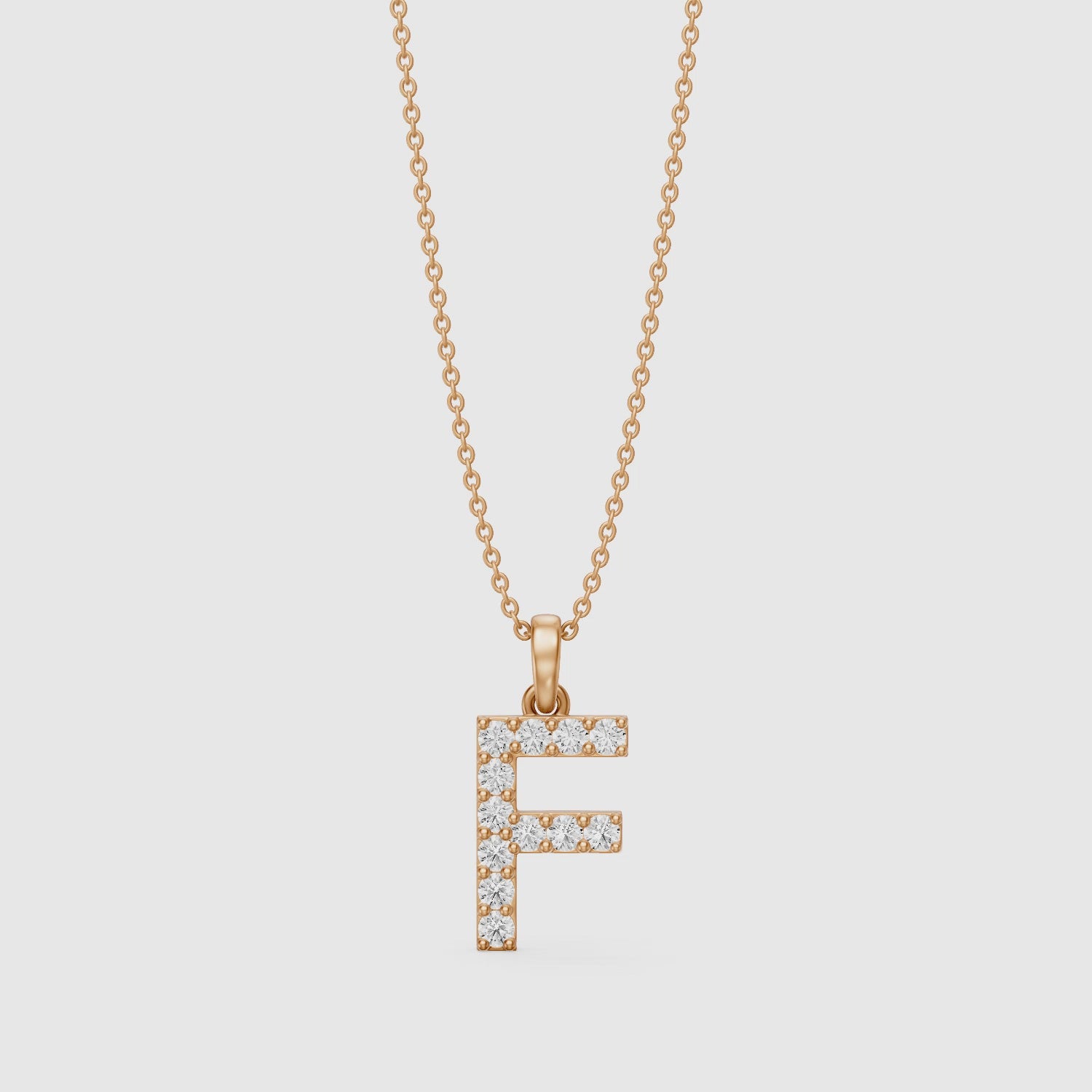 Load video: Emery Lab Grown Diamond F Initial Pendant Necklace