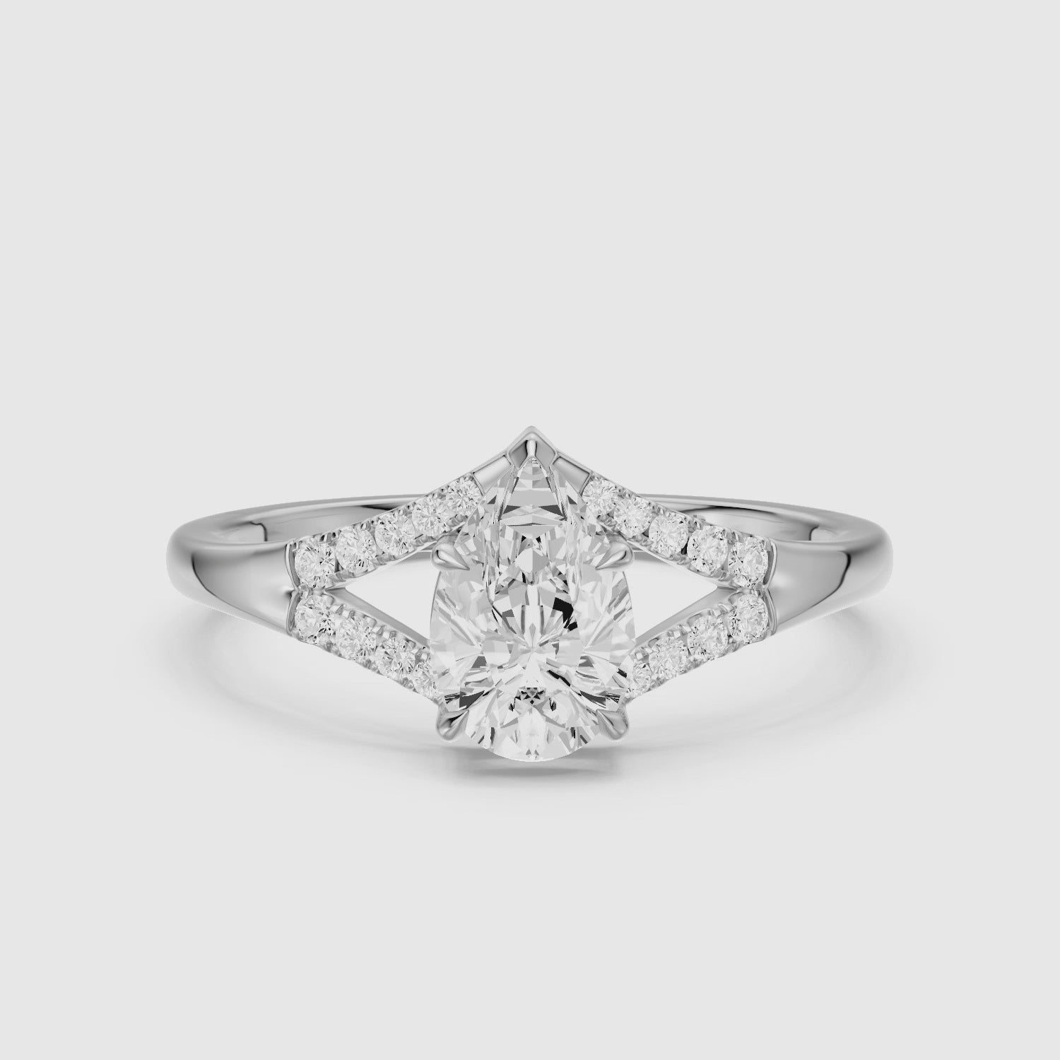 Load video: Emerson Pear Cut Split Shank Lab Grown Diamond Engagement Ring