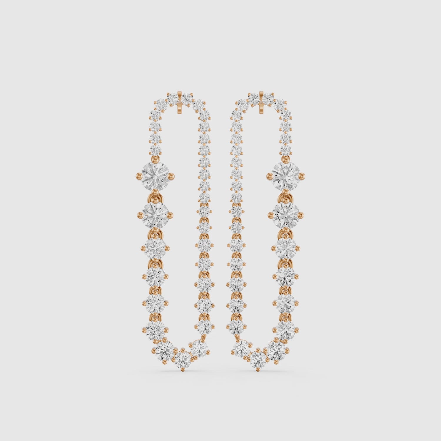 Load video: Reina Graduated Round Lab Grown Diamond Open Loop Drop Earrings