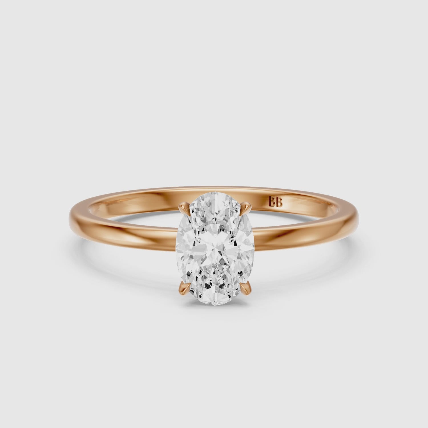 Load video: Starla Oval Cut Low Profile Solitaire Lab Grown Diamond Ring