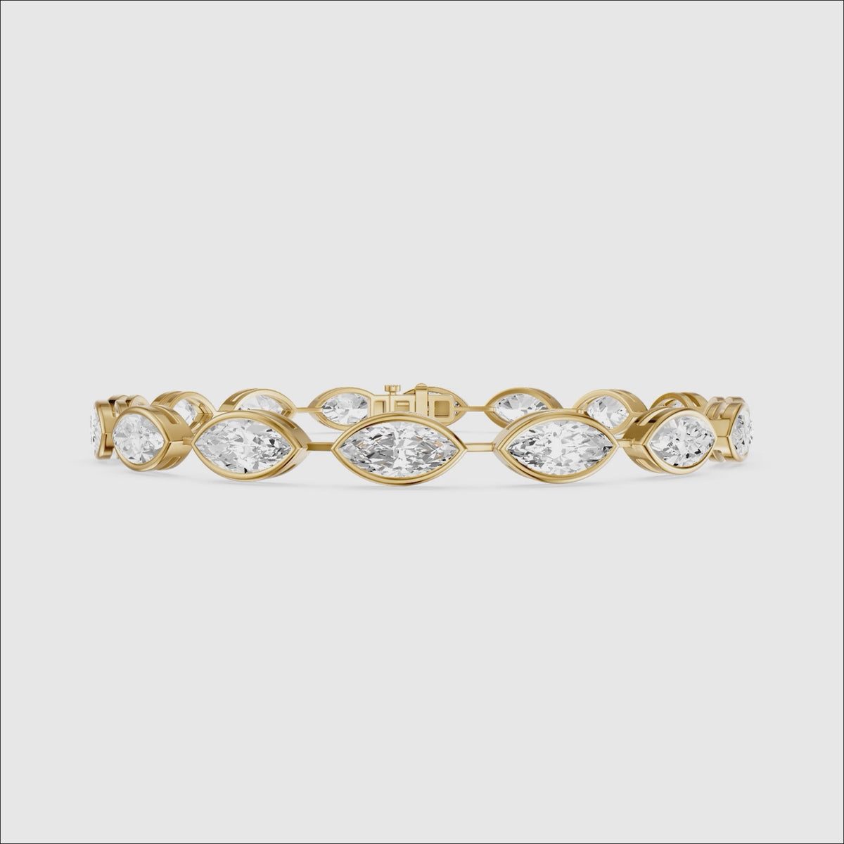 Load video: Alinn Marquise Cut Lab Grown Diamond Bezel Set Tennis Bracelet
