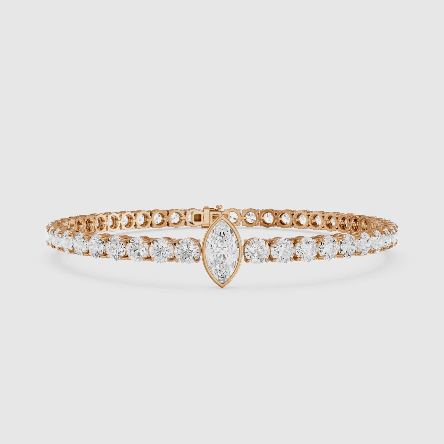 Load video: Maxine Marquise Lab Grown Diamond Single Station Tennis Bracelet