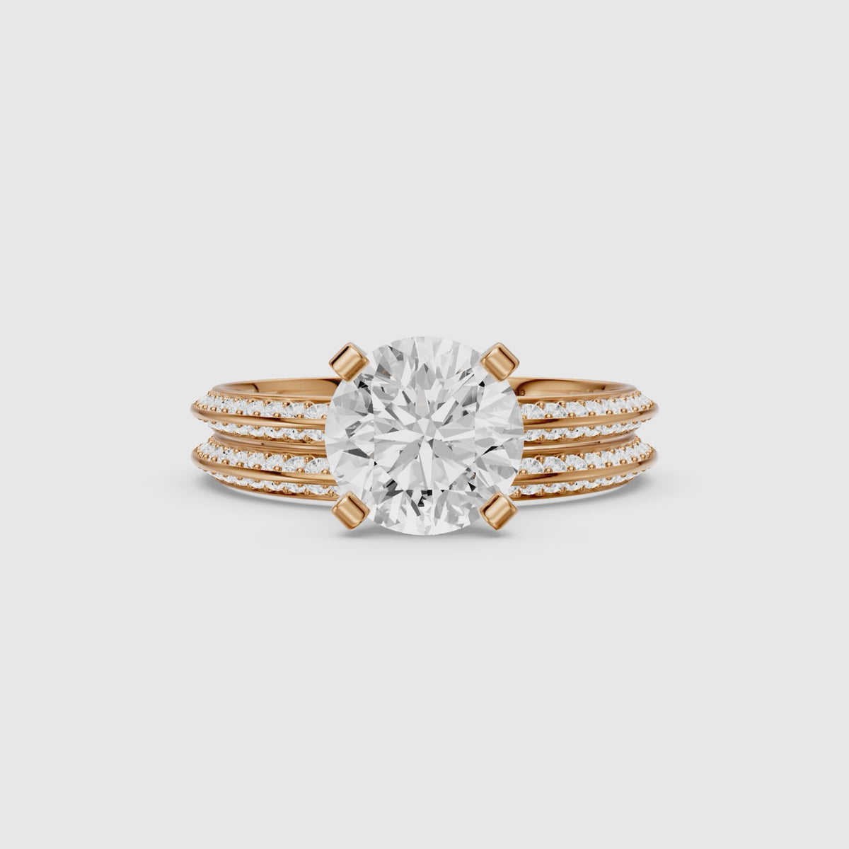 Load video: Lyric Round Lab Grown Diamond Wide Pavé Bridal Set