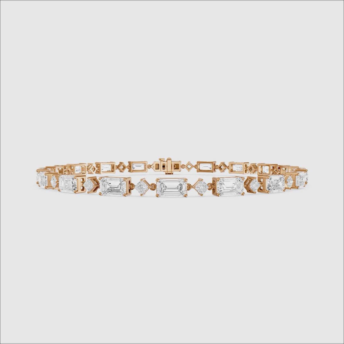 Load video: Fiona East West Princess and Emerald Cut Lab Grown Diamond Tennis Bracelet