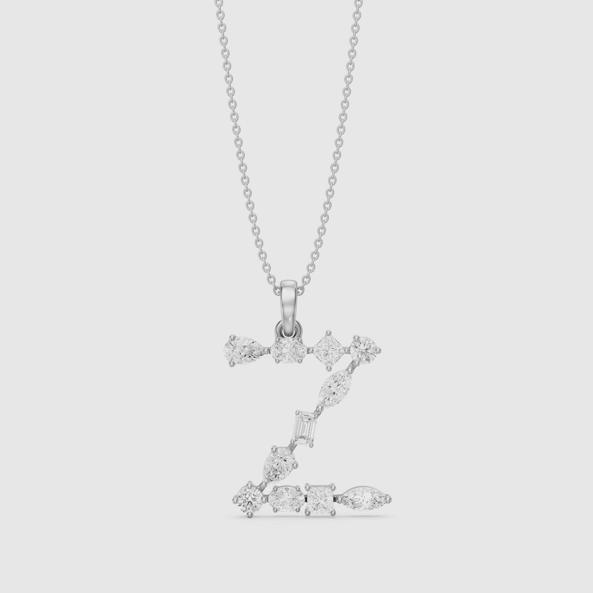 Load video: Floriane Multi Shape Lab Grown Diamond Initial Z Pendant