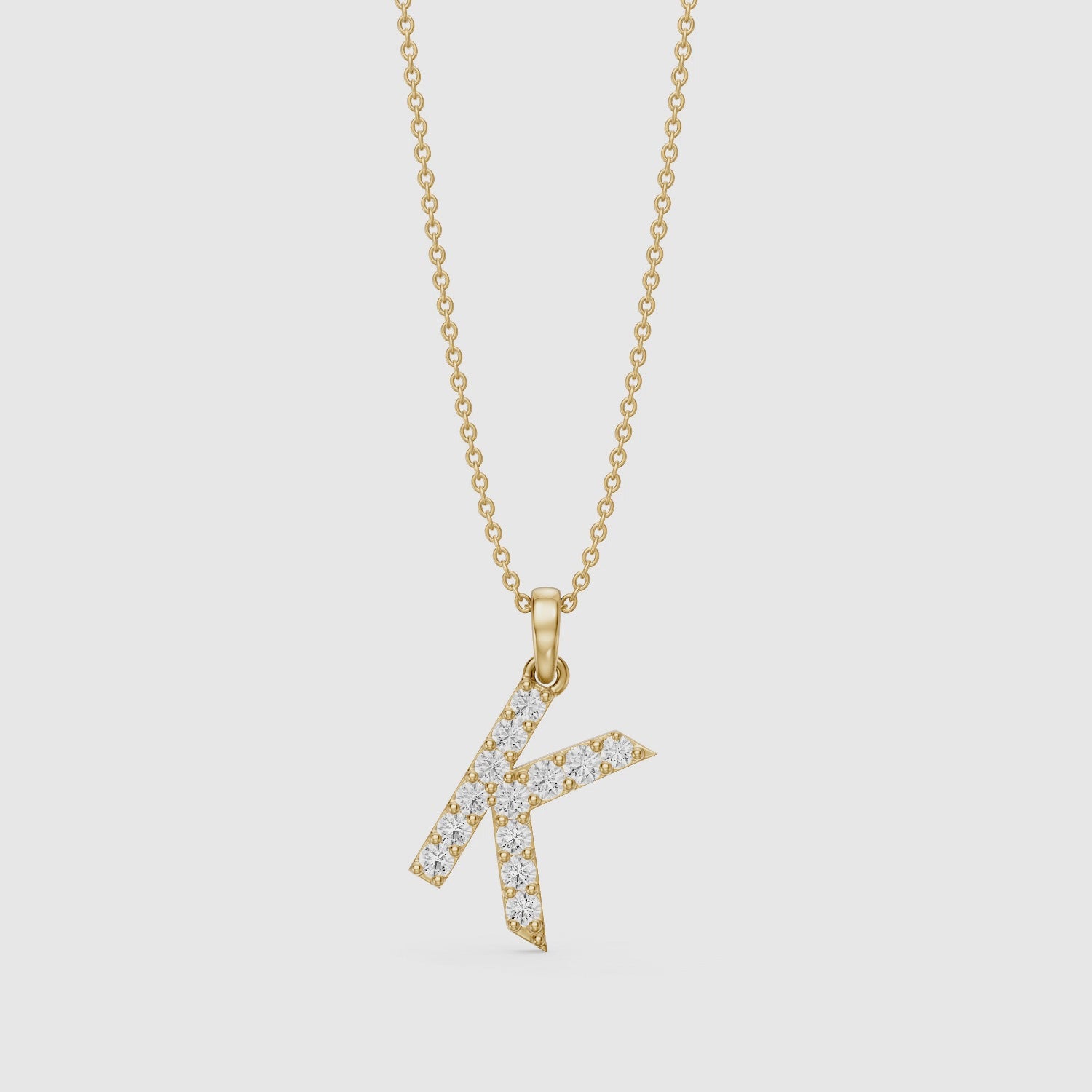Load video: Maisie Lab Grown Diamond K Initial Pendant Necklace
