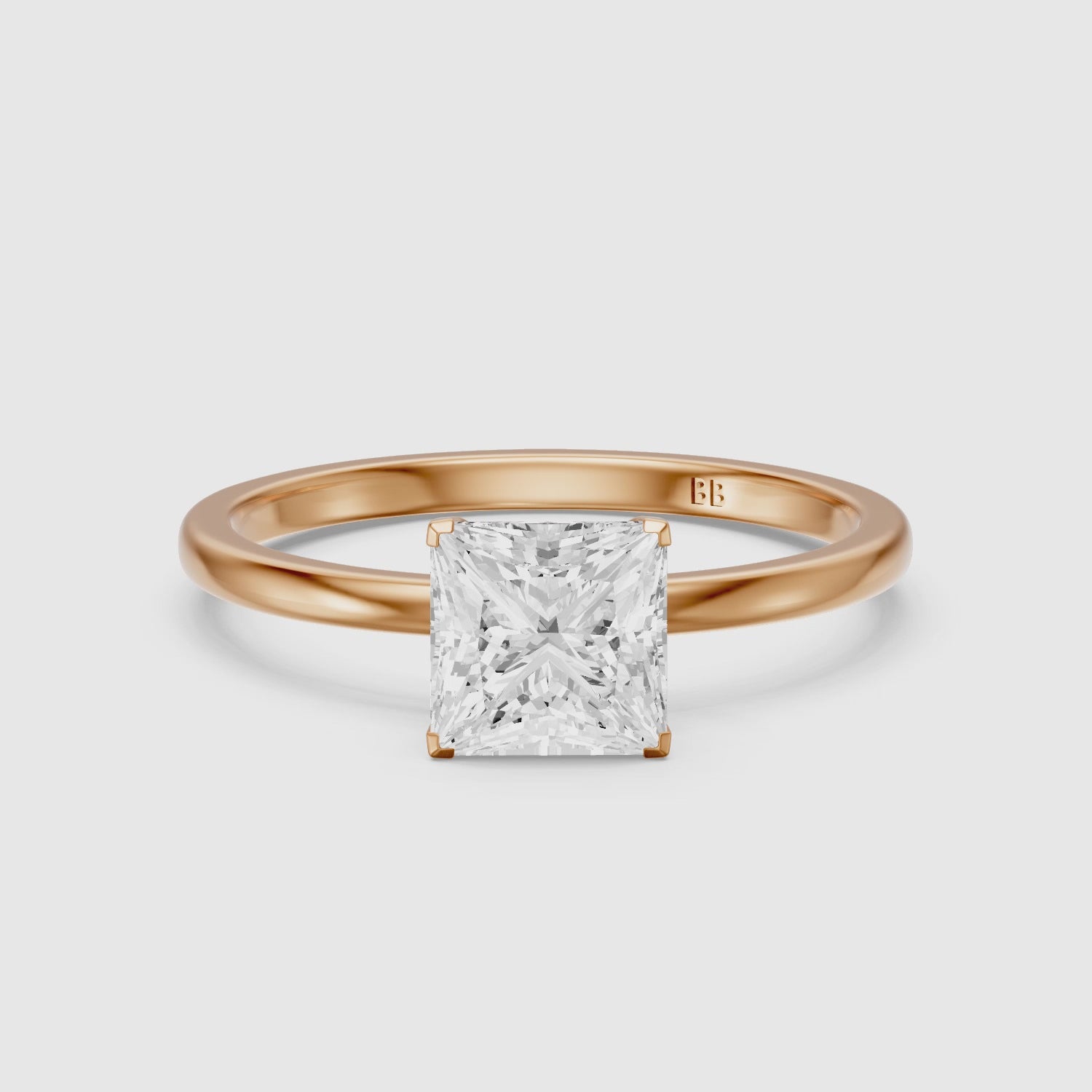 Load video: Sutton Princess Cut Low Profile Solitaire Lab Grown Diamond Ring