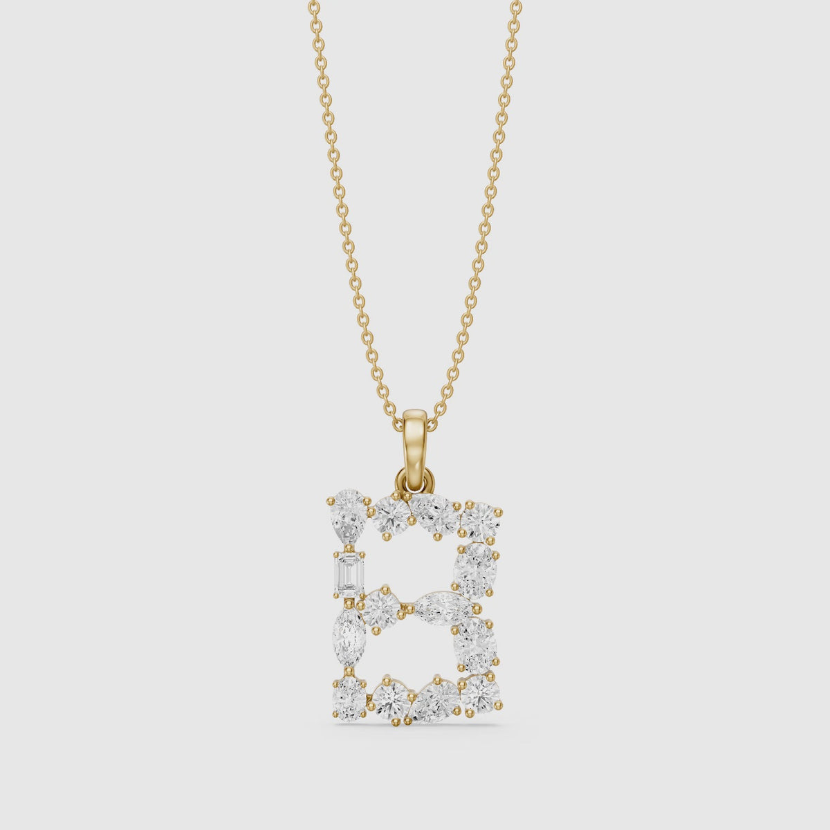 Load video: Celestine Multi Shape Lab Grown Diamond Initial B Pendant