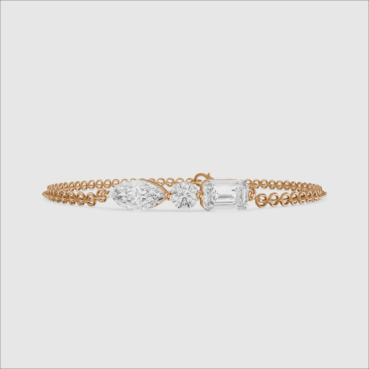 Load video: Gabriel Marquise, Round and Emerald Cut Lab Grown Diamond Bracelet
