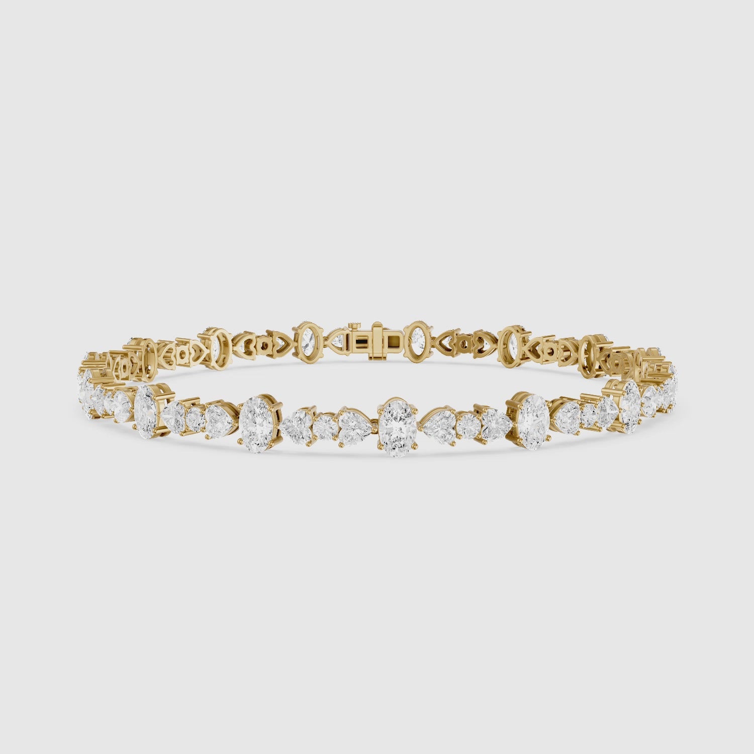 Load video: Kyra Heart, Oval and Round Lab Grown Diamond Tennis Bracelet