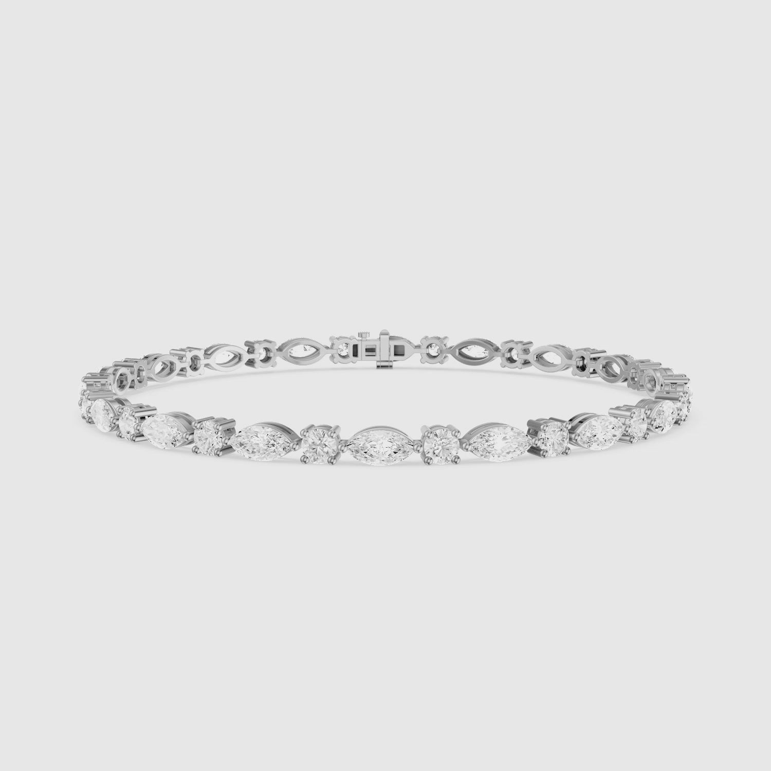 Load video: Oscar Marquise Cut and Round Cut Lab Grown Diamond Tennis Bracelet