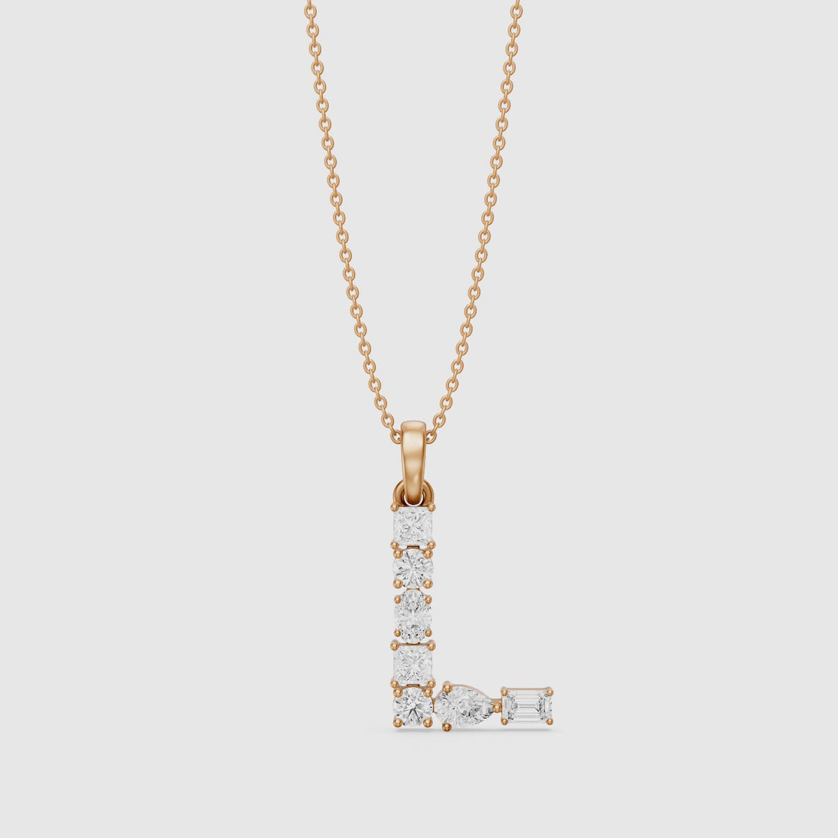Load video: Apolline Multi Shape Lab Grown Diamond Initial L Pendant