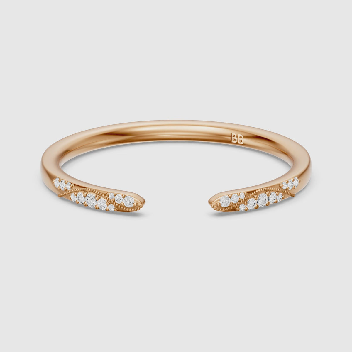 Load video: Isla Open Wedding Band Lab Grown Diamond with Milgrain