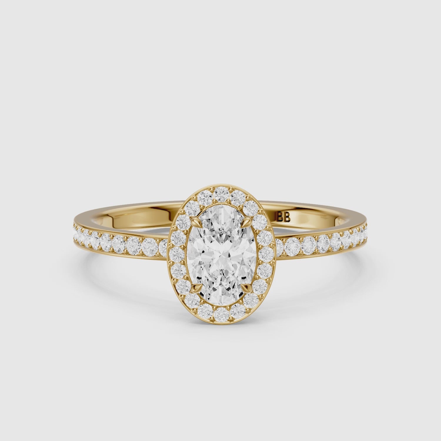 Load video: Anaiah Oval Cut Halo Channel Set Lab Grown Engagement Ring