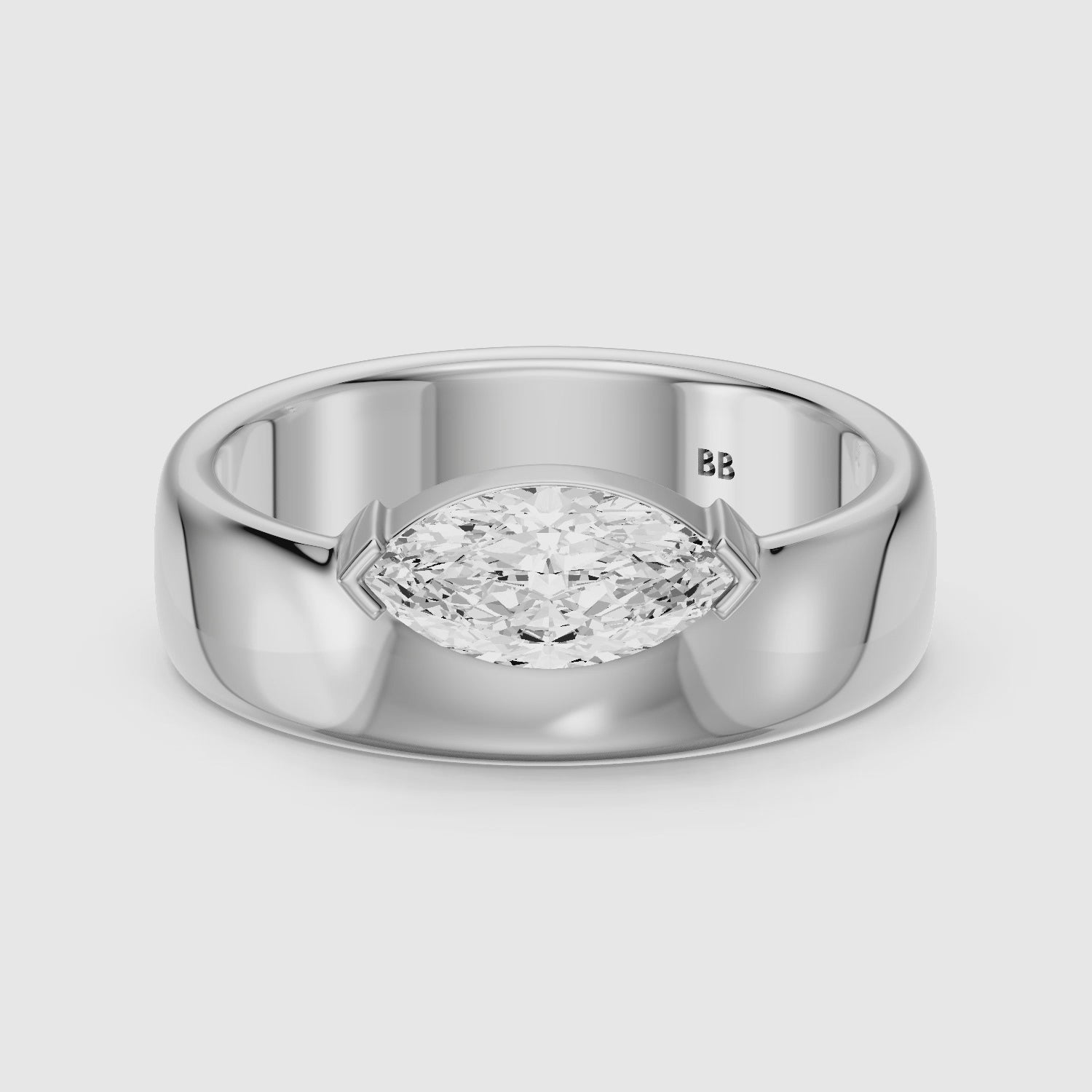 Load video: Rossella Marquise Cut Lab Diamond Solitaire Cigar Band