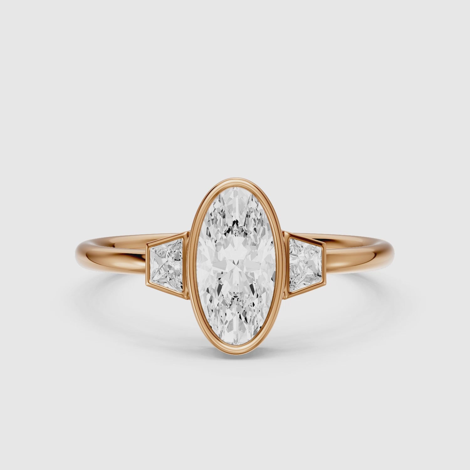 Load video: Rosie Moval Lab Grown Diamond Bezel Ring with Trapezoid Side Stones