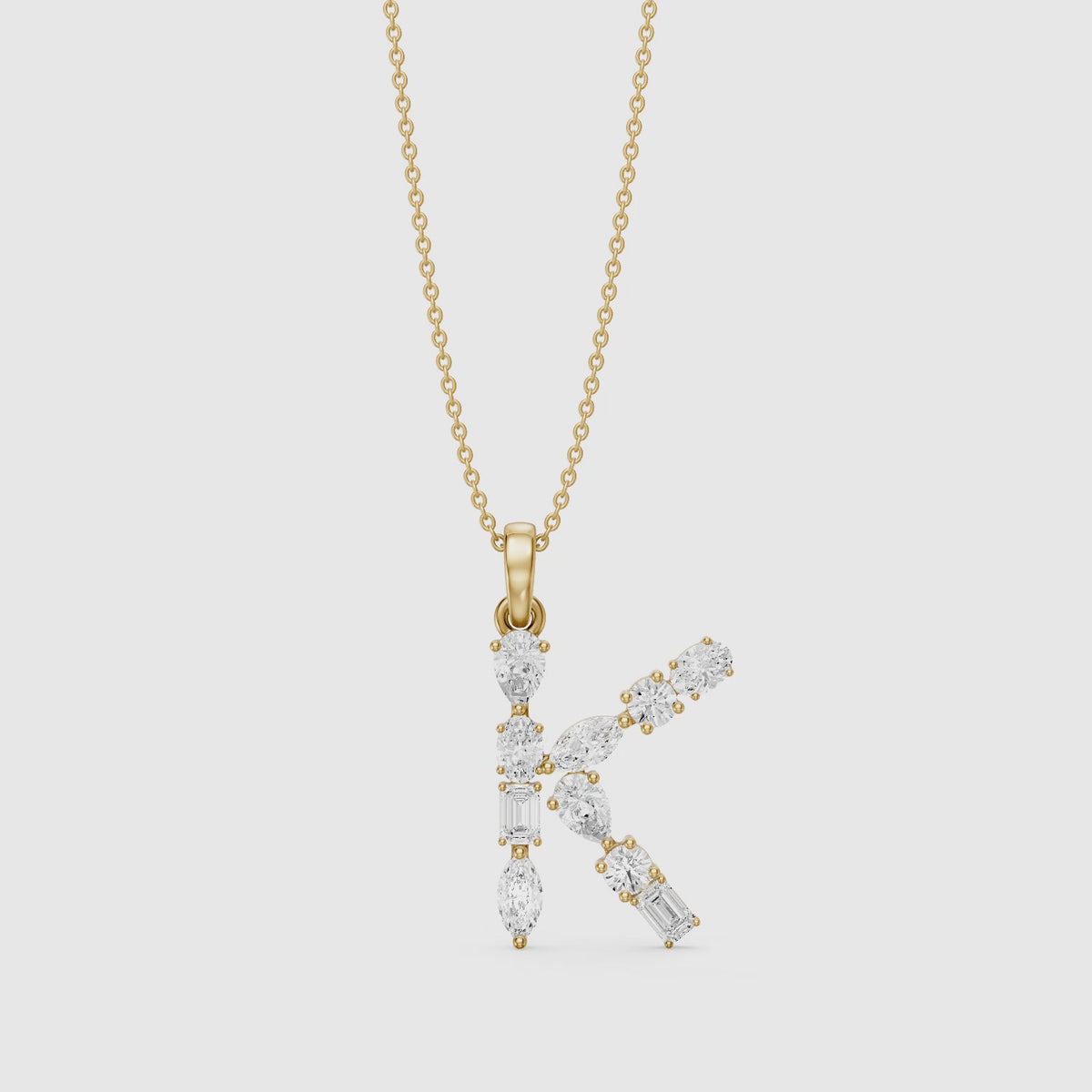 Load video: Sidonie Multi Shape Lab Grown Diamond Initial K Pendant