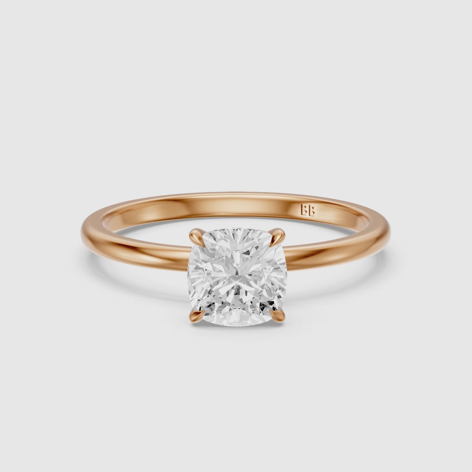 Load video: Lanaya 4 Prong Cushion Cut Hidden Halo Lab Grown Diamond Ring