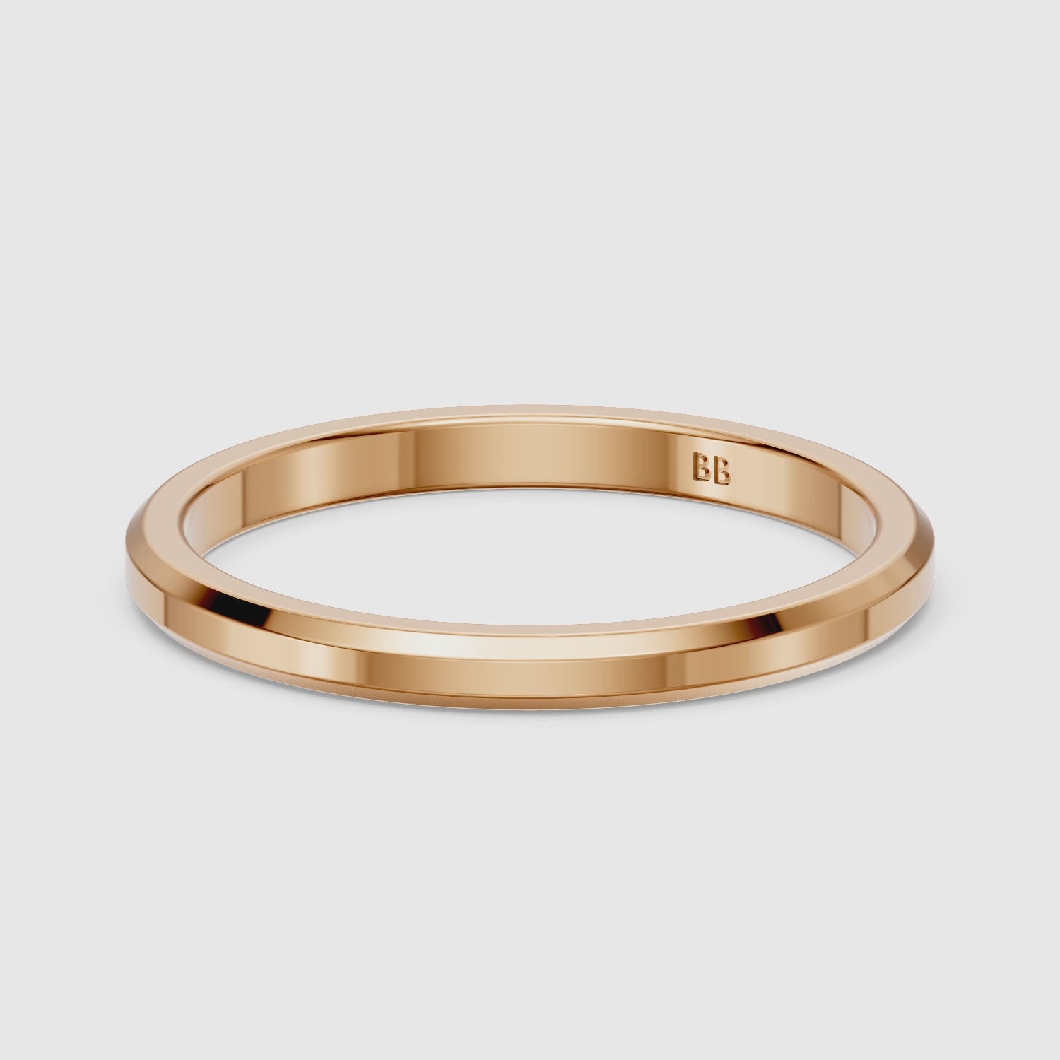 Load video: Zaria Flat Beveled Edge Plain Wedding Band