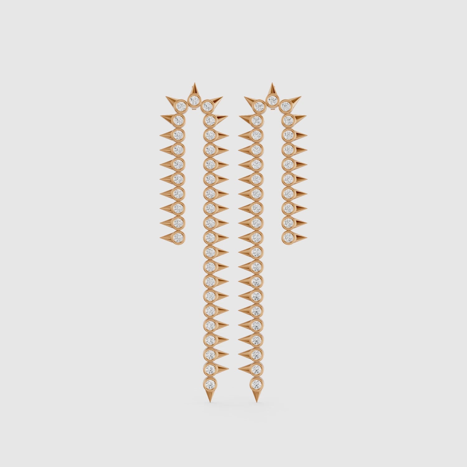 Load video: Goldie Round Cut Lab Grown Diamond Spike Dangle Earrings