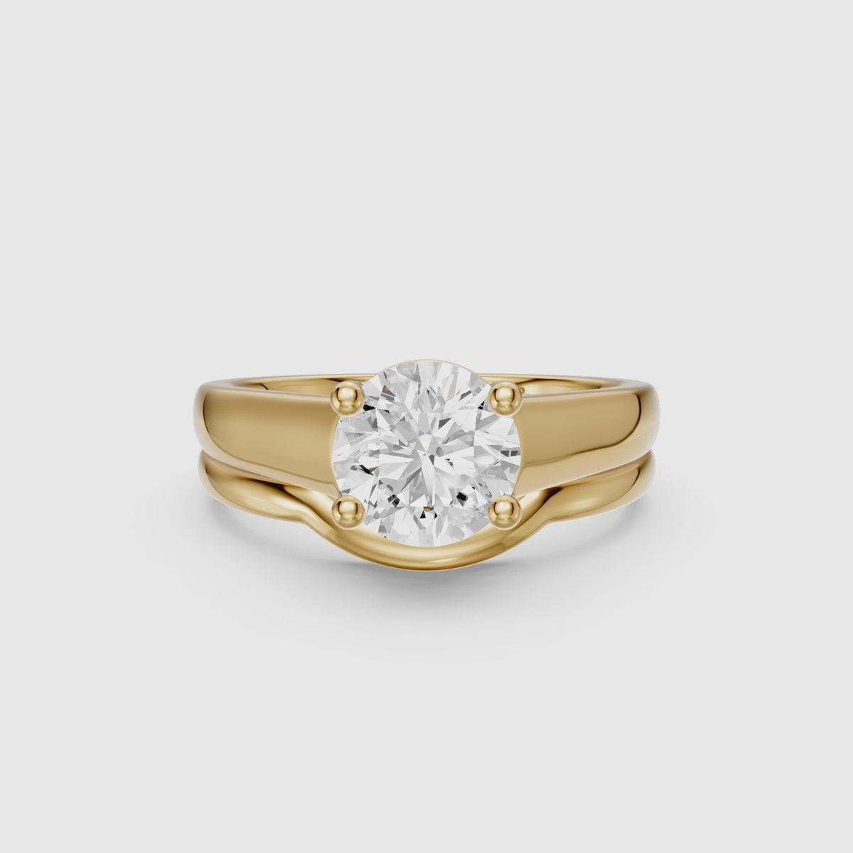 Load video: Anna Round Lab Grown Diamond Solitaire Bridal Set