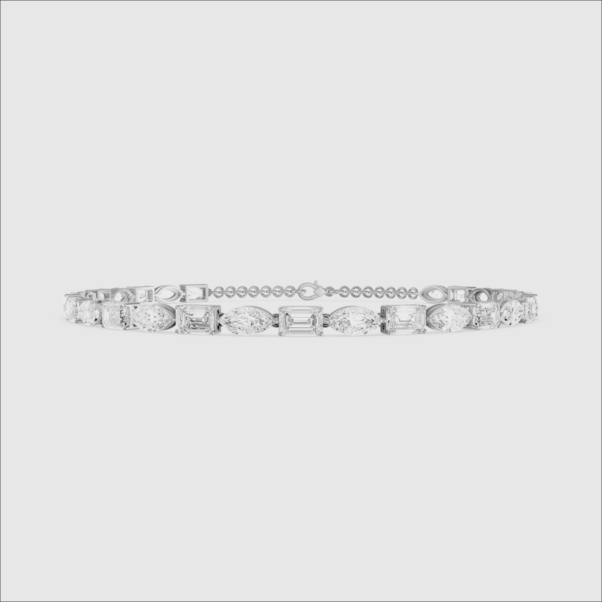 Load video: Winnie Alternating Marquise and Emerald Cut Lab Grown Diamond Tennis Bracelet