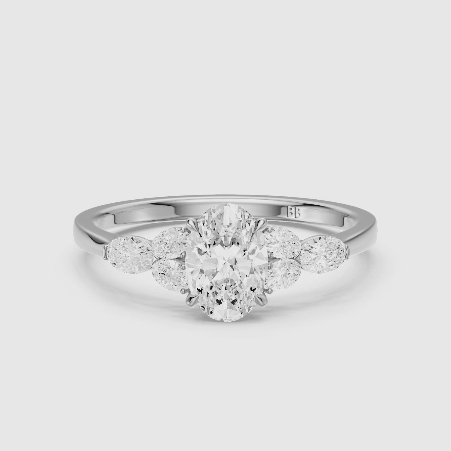 Load video: Kailani Oval Cut Oval Side Stones Lab Grown Diamond Ring