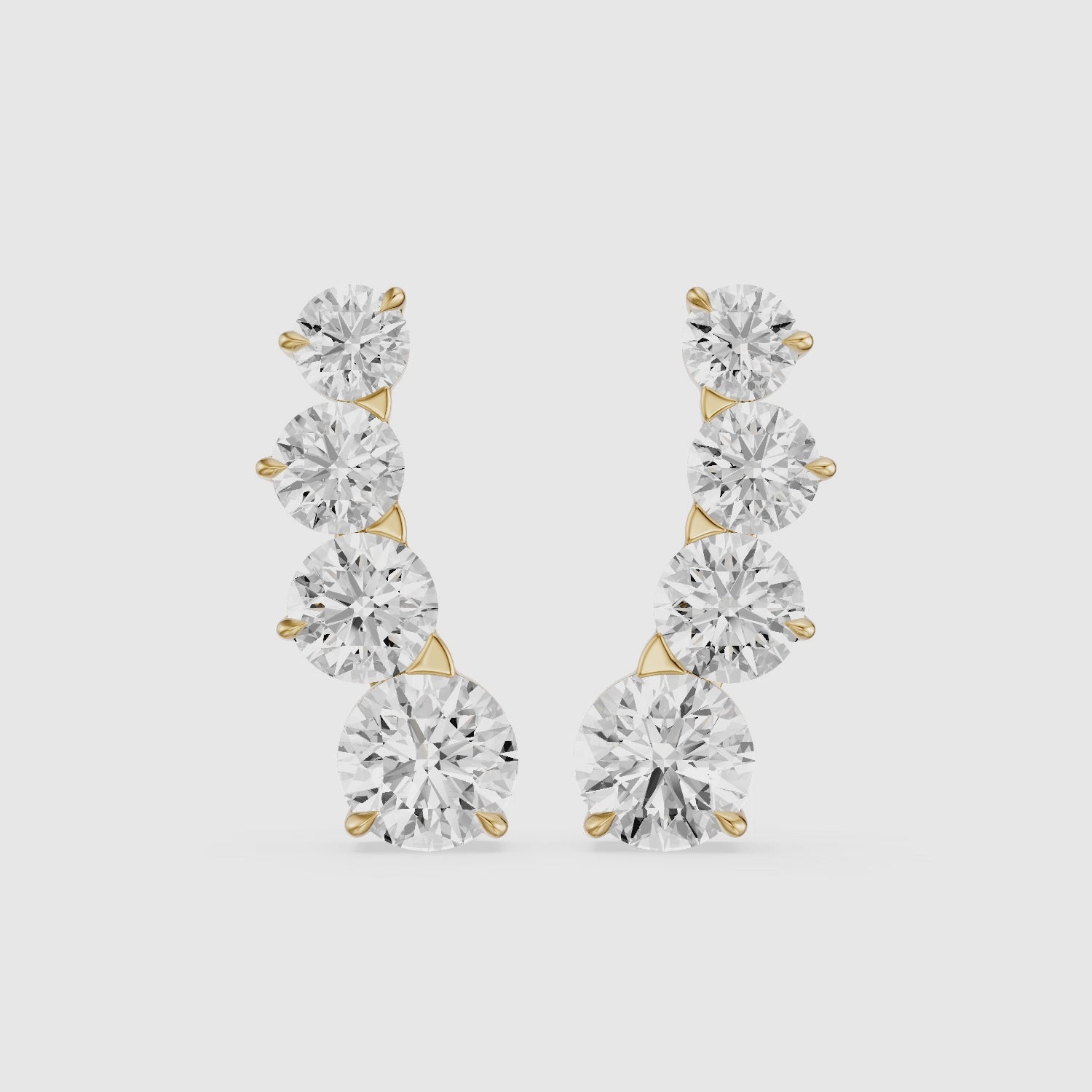 Load video: Caitlin Graduated Round Lab Grown Diamond Ear Climber Earrings