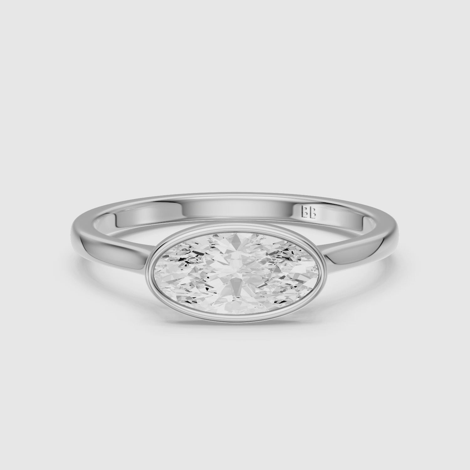 Load video: Madeline East West Moval Bezel Set Lab Grown Diamond Ring