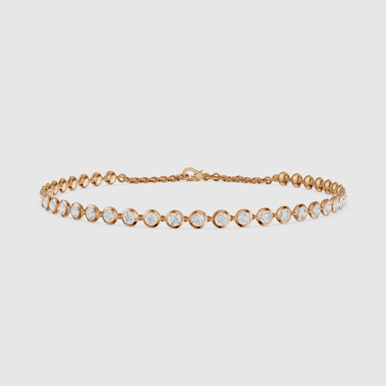 Load video: Cecily 3/4 Coverage Round Lab Grown Diamond Bezel Set Tennis Bracelet