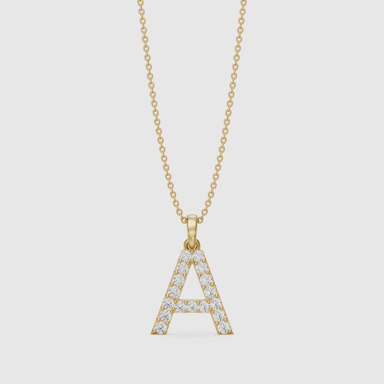 Load video: Addison Lab Grown Diamond A Initial Pendant Necklace