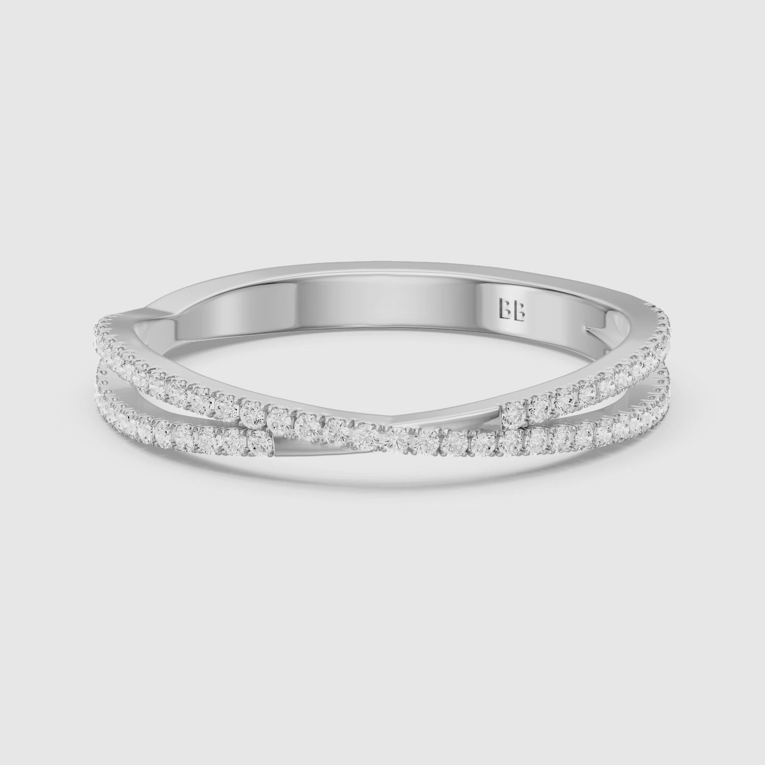 Load video: Lyra Crossover Pavé Lab Grown Diamond Wedding Band