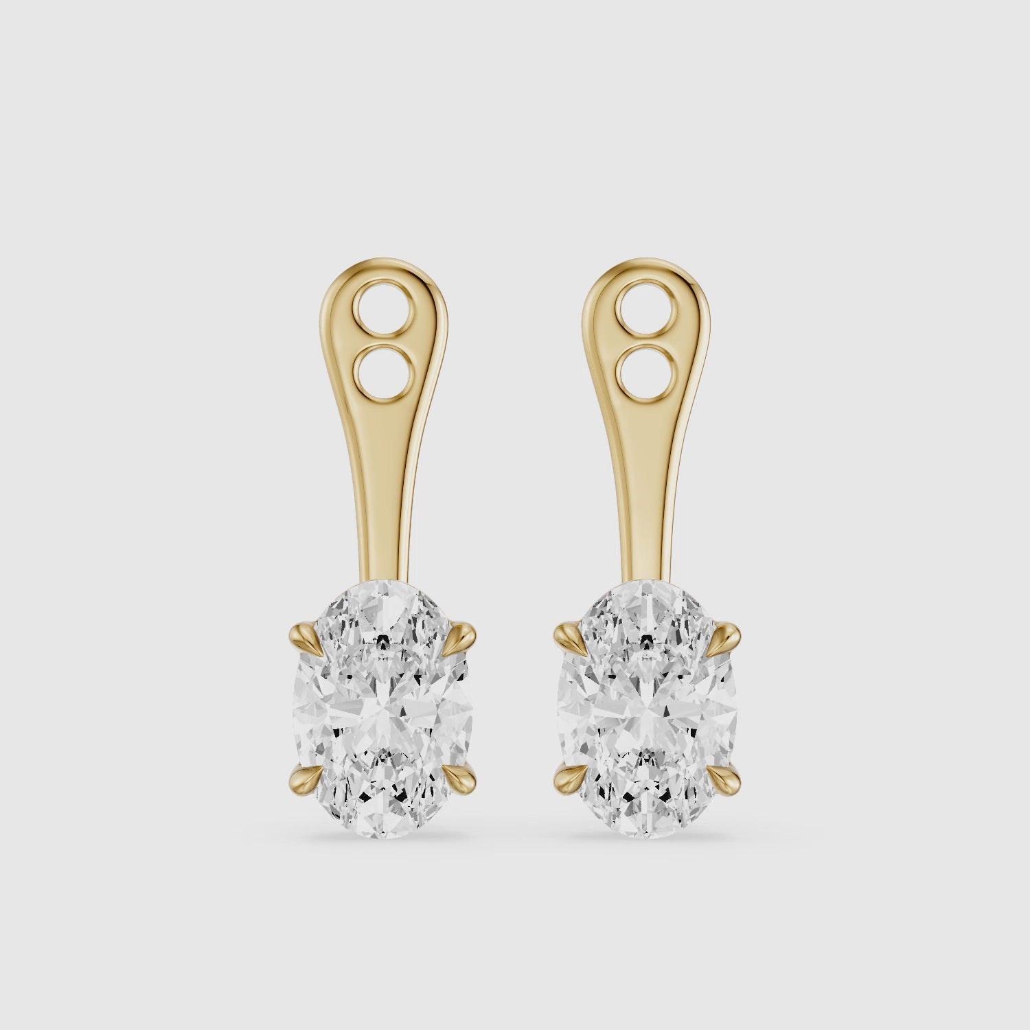 Load video: Lilith Oval Lab Grown Diamond Four Prong Jacket Cuff Earrings