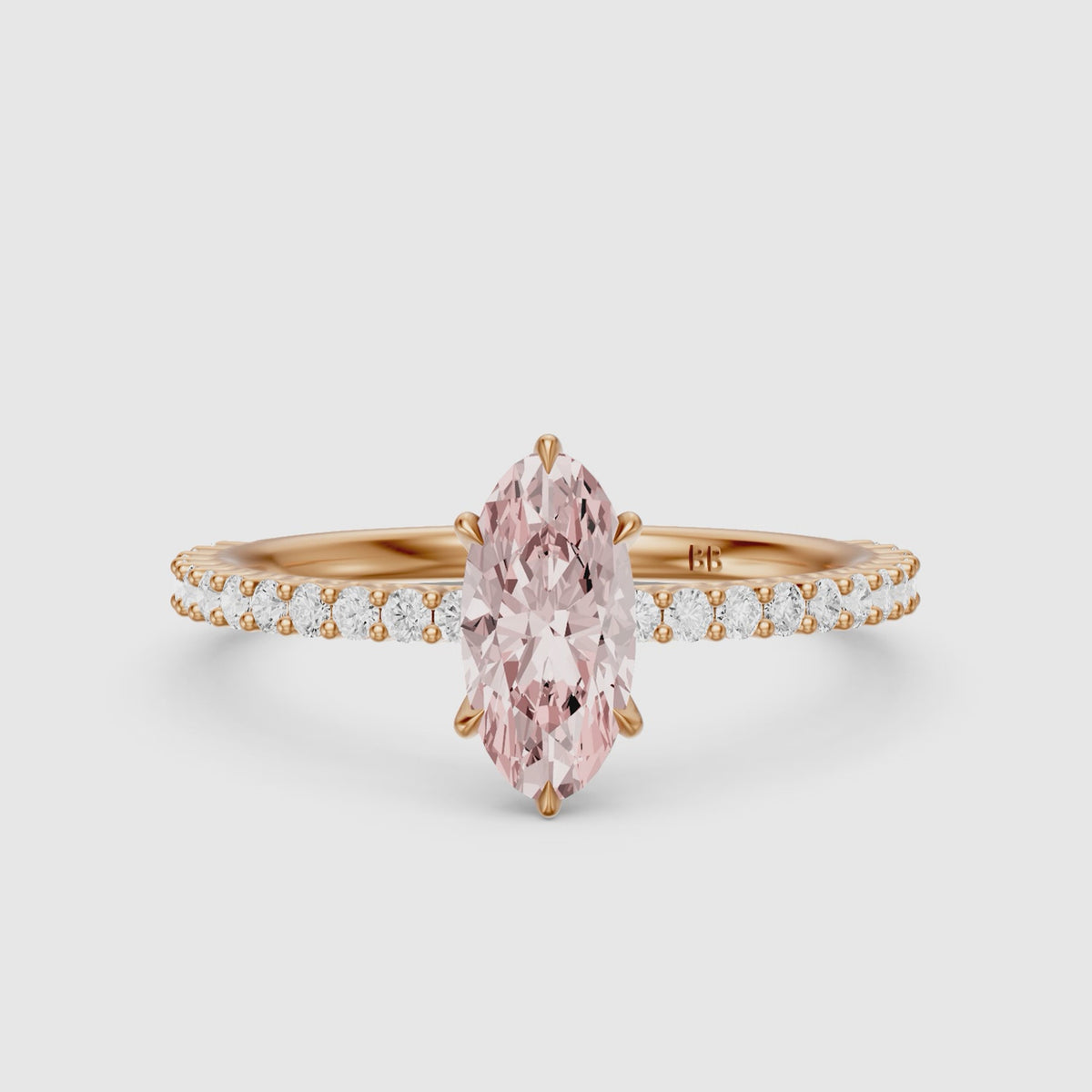 Load video: Lowenna Moval Pink Lab Grown Diamond Scalloped Pavé Band Ring