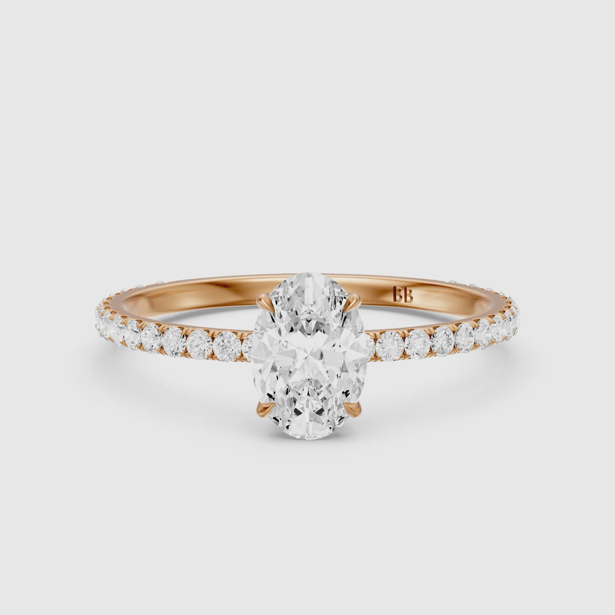 Load video: Aryna Green Hidden Halo Oval Lab Grown Diamond Engagement Ring