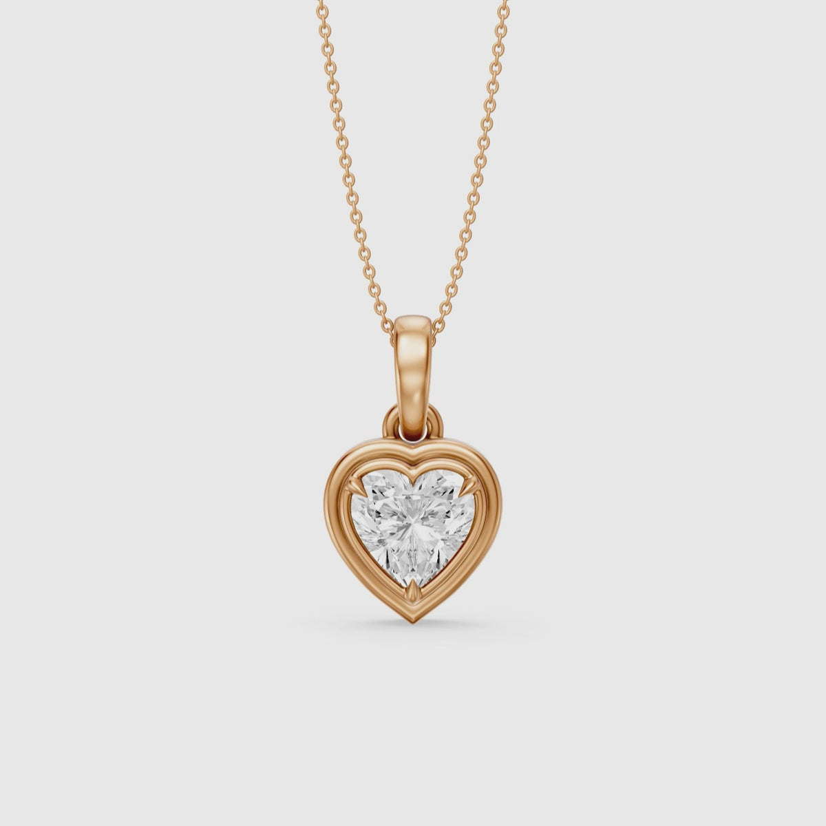 Load video: Leia Heart Shape Lab Grown Diamond Double Bezel Solitaire Pendant