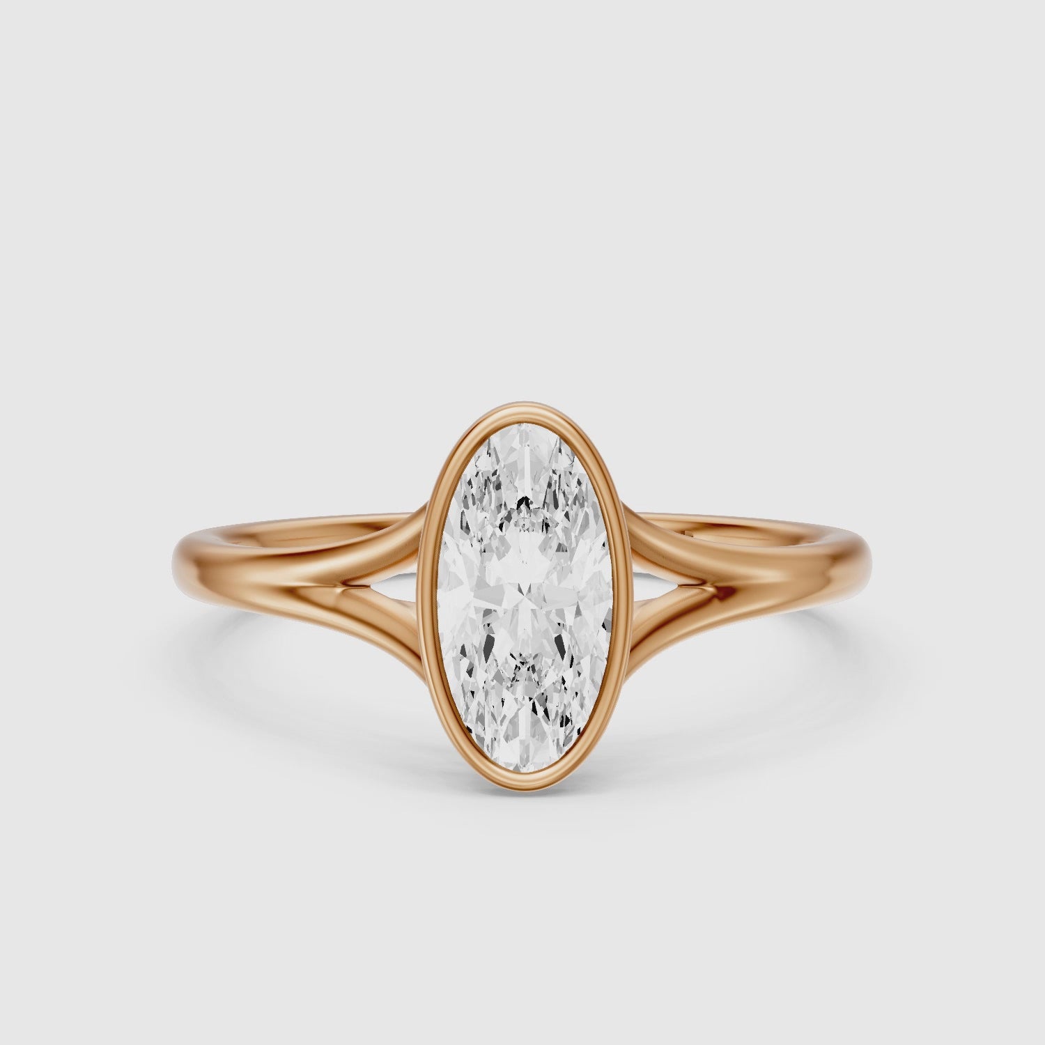 Load video: Freja Moval Moissanite Diamond Bezel Set Ring with Split Shank