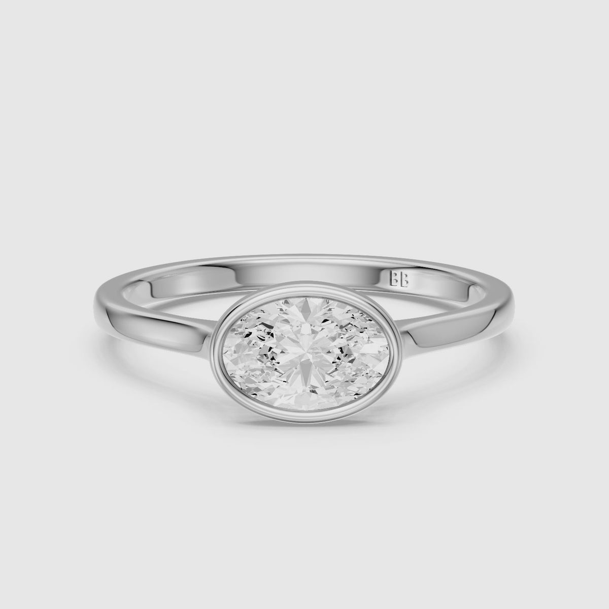 Load video: Riva East-West Oval Bezel Set Lab Grown Diamond Engagement Ring