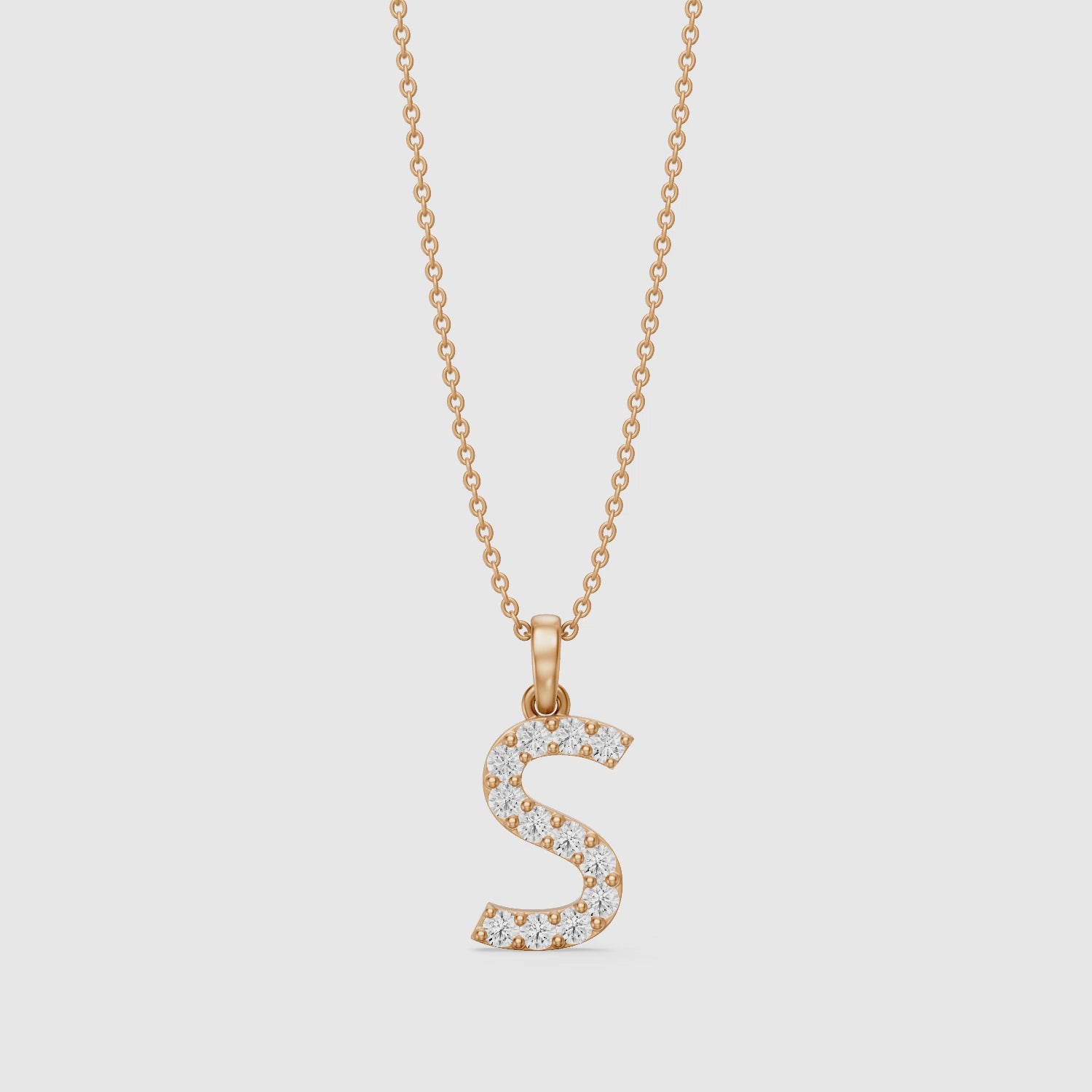 Load video: Athena Lab Grown Diamond S Initial Pendant Necklace