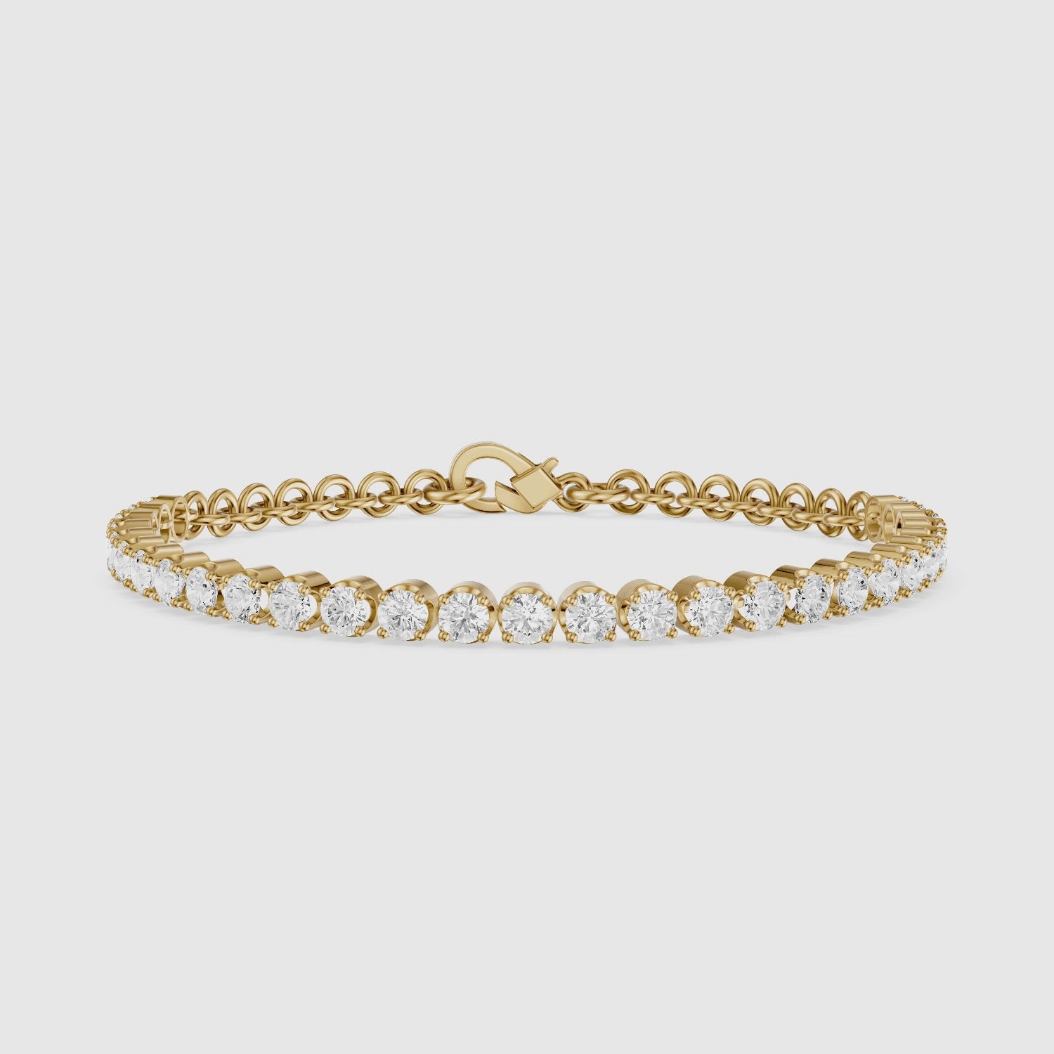 Load video: Eloise Round Lab Grown Diamond Four Prong Tennis Bracelet