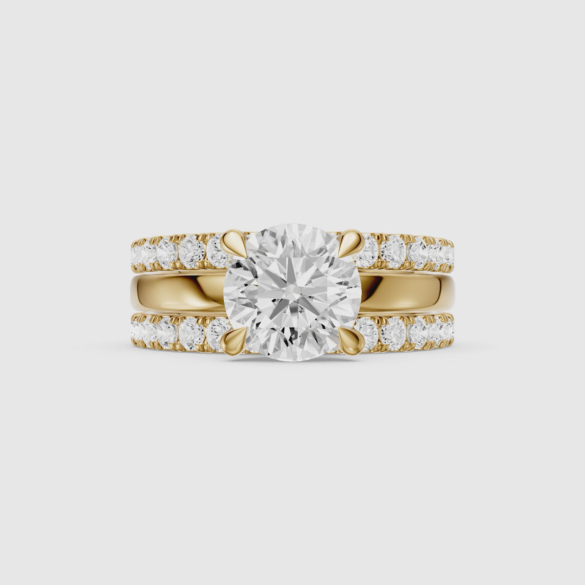 Load video: Ailsa Round Lab Grown Diamond Double Band Bridal Set