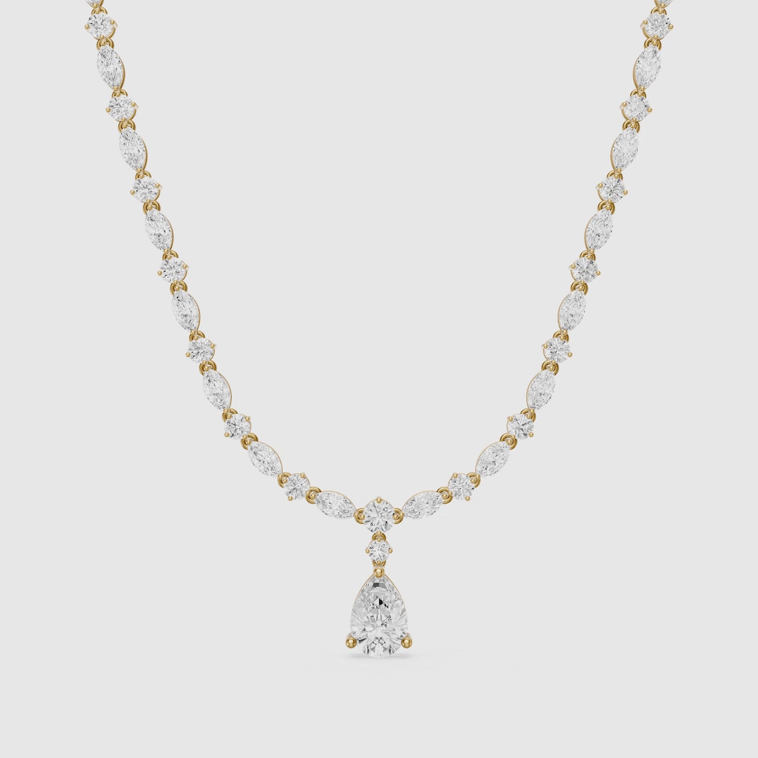 Load video: Leilani Pear, Round and Marquise Lab Grown Diamond Tennis Necklace