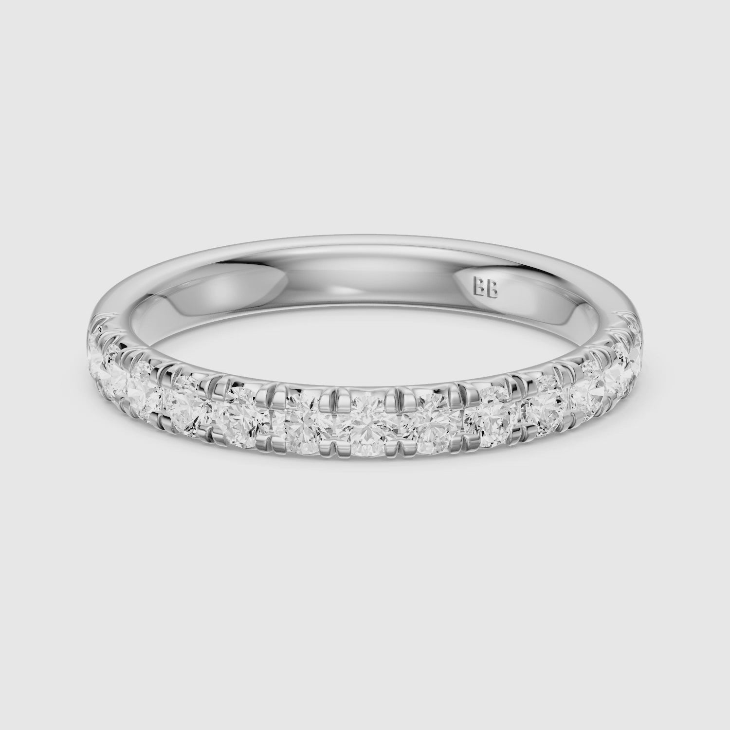 Load video: Hailey Half Eternity Round Lab Grown Diamond Stackable Wedding Band