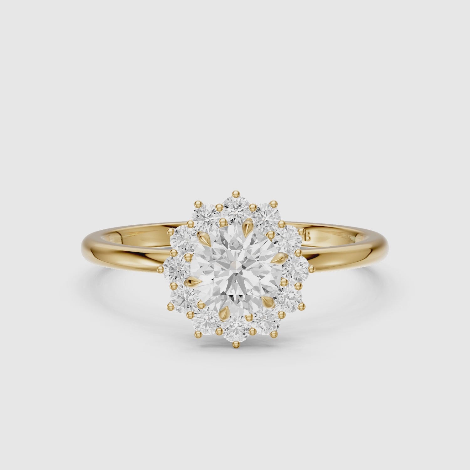 Load video: Jordie Round Cut Vintage Inspired Halo Lab Grown Diamond Ring