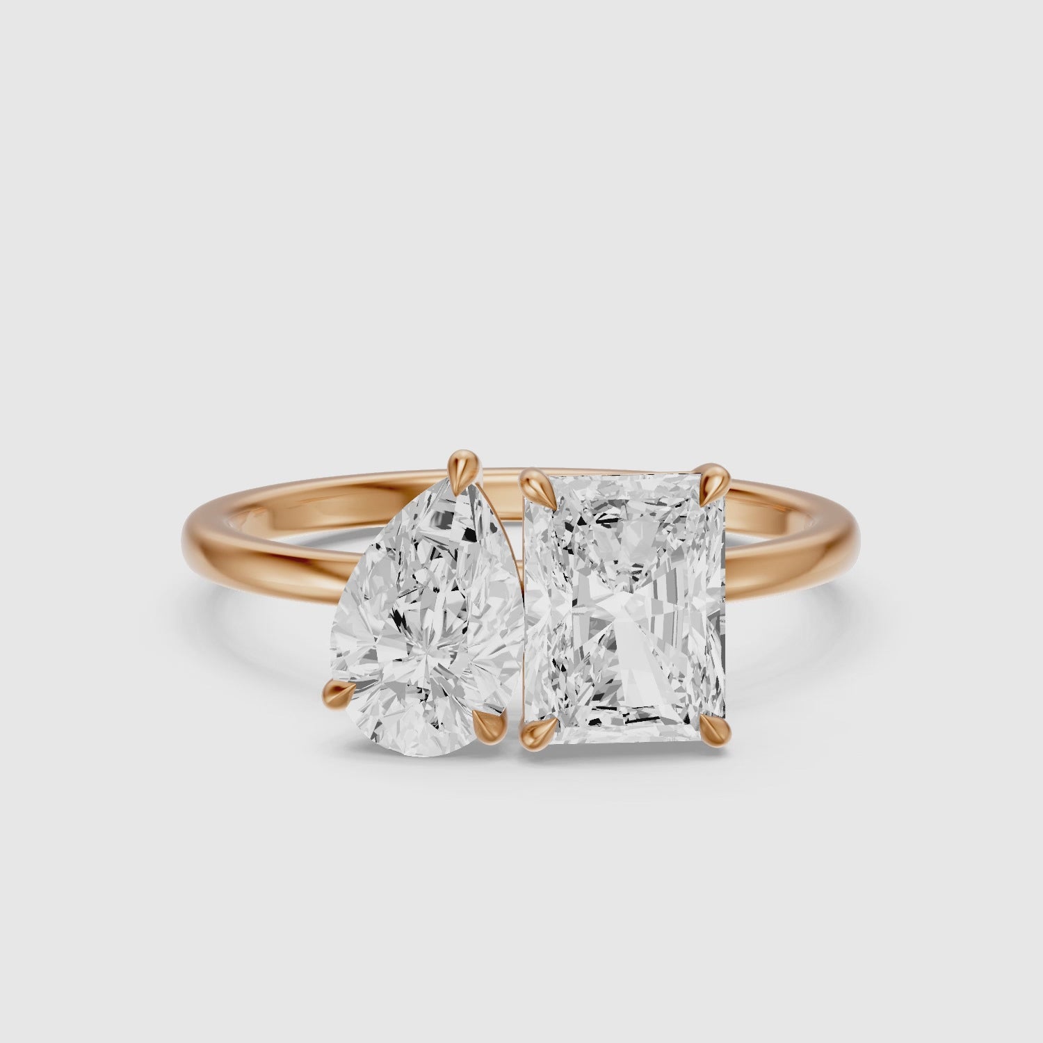 Load video: Lillie Toi Et Moi Ring With Pear and Radiant Two Stone Lab Grown Diamond